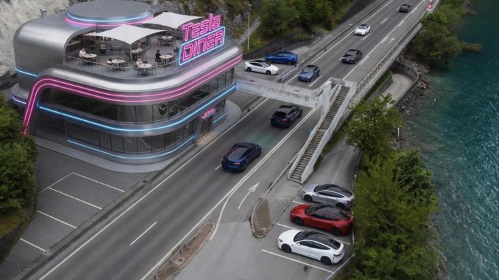 Auch ein Tesla-Diner soll in der leerstehenden Raststätte einziehen.