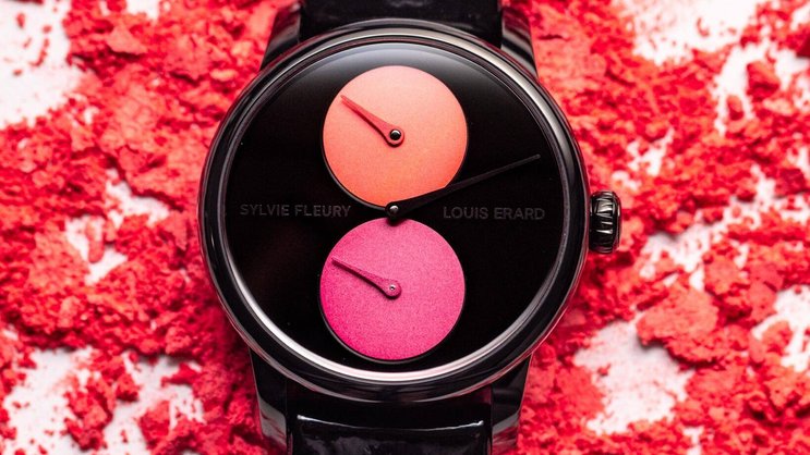Die Uhr, die aus der Kollaboration zwischen Louis Erard und der Künstlerin Sylvie Fleury entstanden ist.