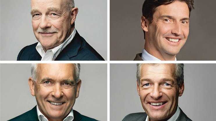 Assessment-Spiele: Dave Schnell (o.l.), Stefan Leser, Henning Boysen (u.l.), Heinz Karrer.