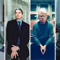 Silvie Defraoui (Rang 32), John Armleder (Rang 3), Roman Signer (Rang 2) und Olivier Mosset (Rang 9, v.l.).