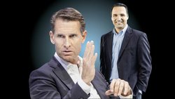 Partners Group unter Präsident Steffen Meister (l.) und CEO David Layton verlor seit Februar massiv an Wert – trotz guter Zahlen.