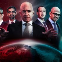 Mächtig wie niemand sonst: Apple-Chef Tim Cook, Alphabet-CEO Sundar Pichai, Amazon-Gründer Jeff Bezos, Facebook-Alleinherrscher Mark Zuckerberg und Microsoft-CEO Satya Nadella (v.l.).