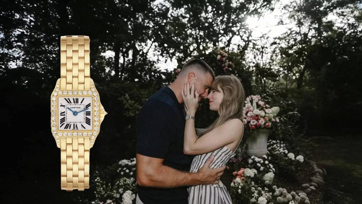 Für Cartier wertvolles Verlobungsbild: Taylor Swift gibt auf Instagram ihre Verlobung mit Travis Kelce bekannt. Und trägt dabei eine Uhr von Cartier.