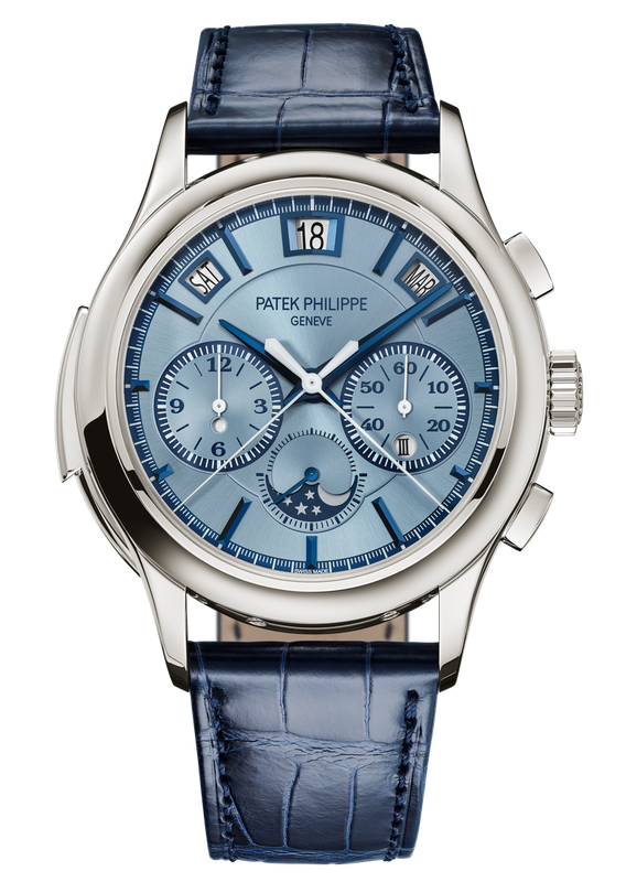 Quadruple Complication mit Minutenrepetition, Schleppzeiger-Chronograf und ewigem Kalender, Weissgold, 42 mm. Fr. 1'050'000.–.