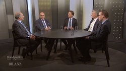 Talkrunde: Haig Simonia, Alfred Heer, Dirk Schütz, Heinz Karrer und Adrian Wüthrich (v.l.)