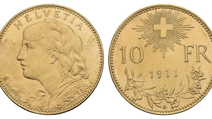 Das 10-Franken-Goldvreneli von 1911.