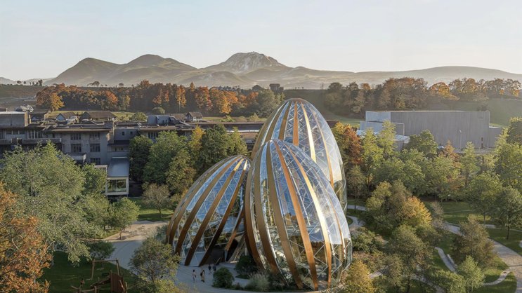 Das Herzstück des neuen «Parc du chocolat Cailler»: drei Gewächshäuser in Form von Kakaobohnen.