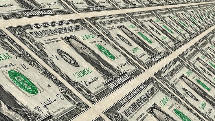 Dollarnoten im Druck.