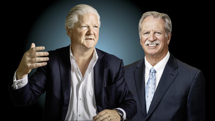 CEO David ­Endicott (l.) und Präsident ­Michael Ball liefern mit Alcon wieder bessere Resultate ab.