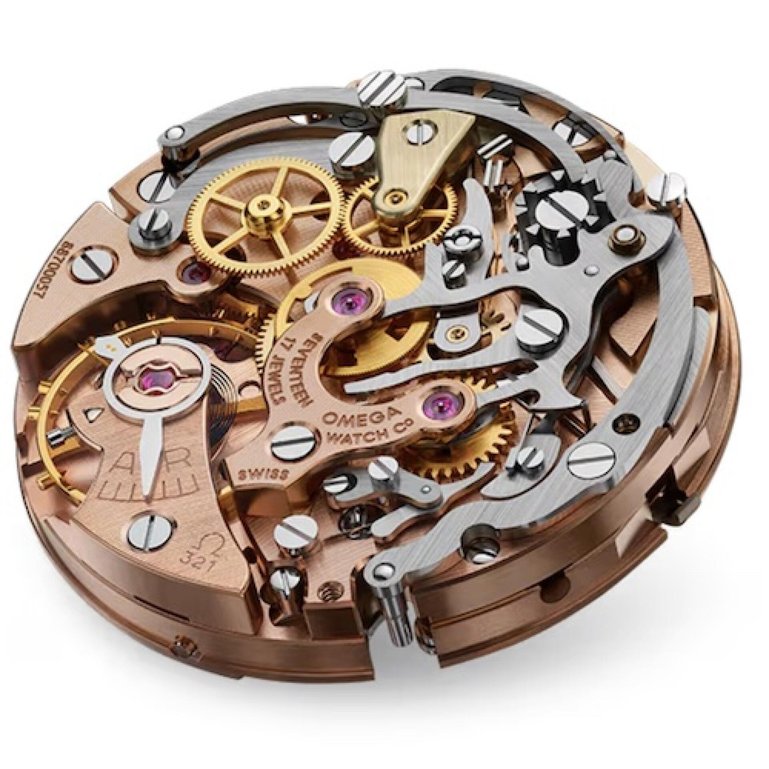 Das Omega-Kaliber 321 wird traditionell über einen Rückerzeiger reguliert.