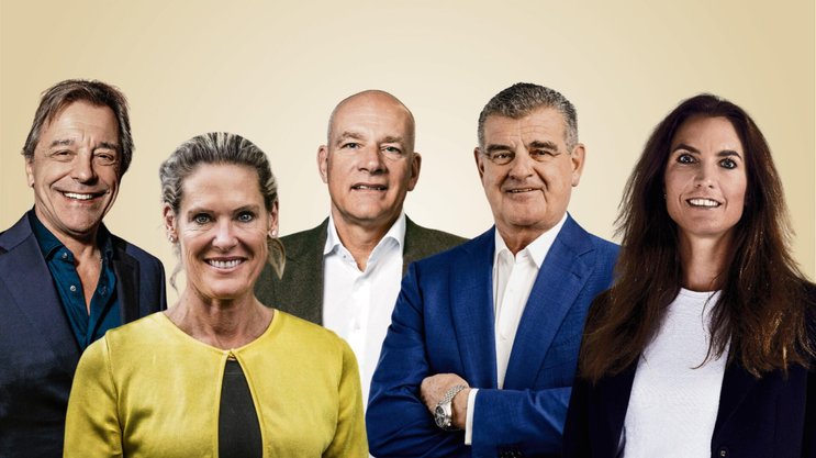 Family-Affairs (von links): Silvio Denz, Tanja Wegmann,Barend Fruithof, Peter Spuhler, Daniela Spuhler-Hoffmann, aktuelle und ehemalige Verwaltungsratsmitglieder der Florhof Immobilien AG.