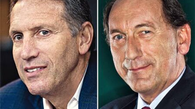 Starbucks-Gründer Howard Schultz (l.) und Nestlé-Chef Paul Bulcke.