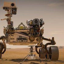 Der Rover Perseverance und der Helikopter Ingenuity auf dem Mars, mit Maxon-Motoren.