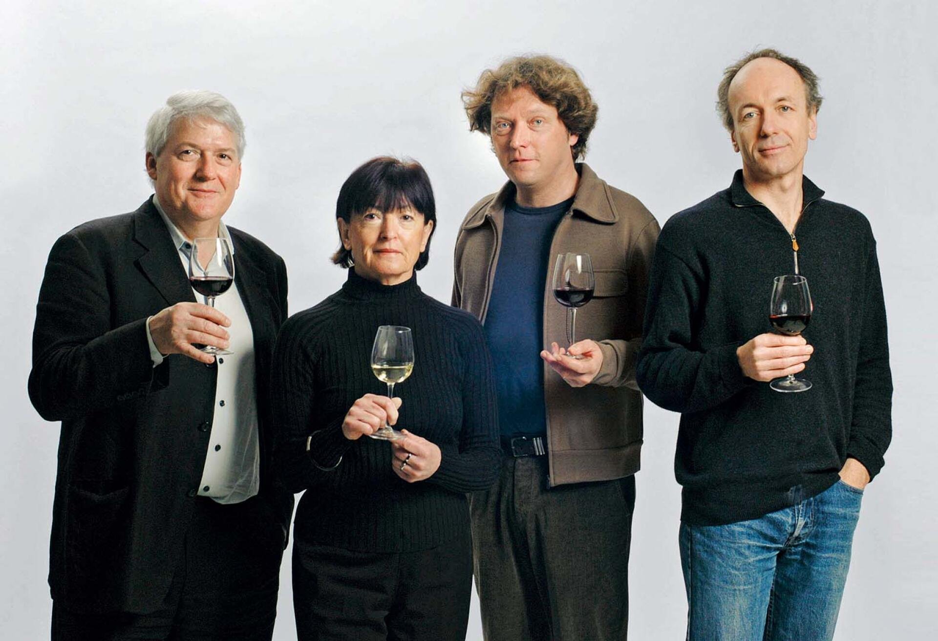 Vier der fünf Gründungsmitglieder (v.l.n.r.) im Jahr 2004: Andreas Keller, Susanne Scholl, Martin Kilchmann und Stefan Keller. Auf dem Bild fehlt Winzer Christian Zündel.