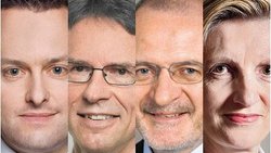 Kapital in Bundesbern: Sebastian Frehner, Markus Lehmann, Fulvio Pelli und Gabi Huber (v.l.n.r.)