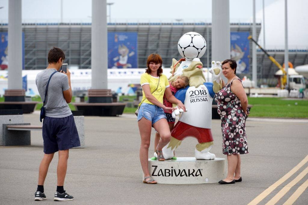 Maskottchen Zabivaka bei der Fussball-WM 2018 in Russland
