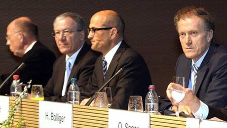 Migros-Spitze mit CEO Herbert Bolliger (r.): Delegierte fordern die Trennung von Verwaltungsrat und operativer Führung.