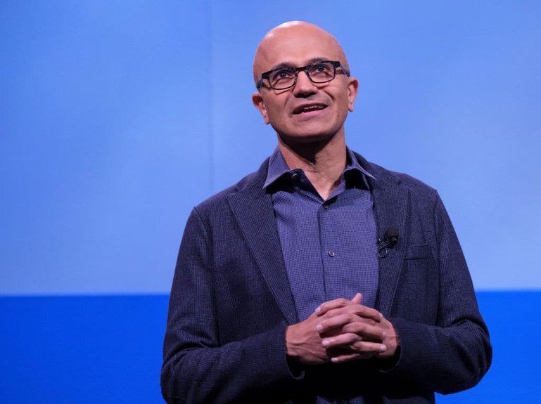 BELLEVUE, WA - NOVEMBER 28: Microsoft CEO Satya Nadella speaks during the Microsoft Annual Shareholders Meeting at the Meydenbauer Center on November 28, 2018 in Bellevue, Washington. Microsoft recently surpassed Apple, Inc. to become the world's most valuable publicly traded company. (Photo by Stephen Brashear/Getty Images)
