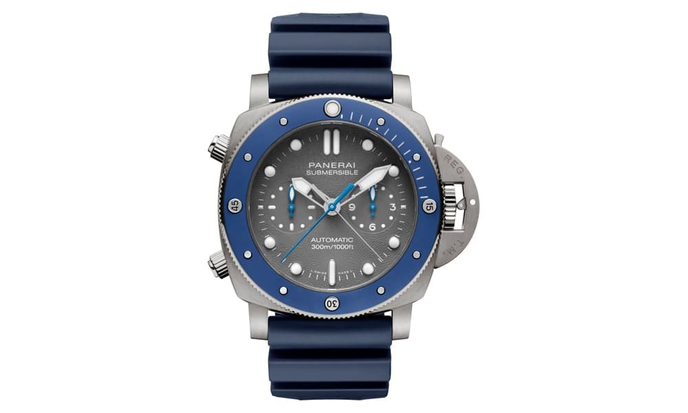 Panerai Submersible Chrono Guillaume Néry (r.), aus Titan mit Kaliber P.9100. 19 100 Fr.