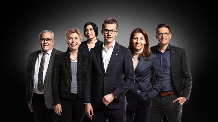 Die Start-up-Gruppe: Alois Gmür, Esther Friedli, Min Li Marti, Andri Silberschmidt, Judith Bellaiche und Gerhard Andrey (v.l.).