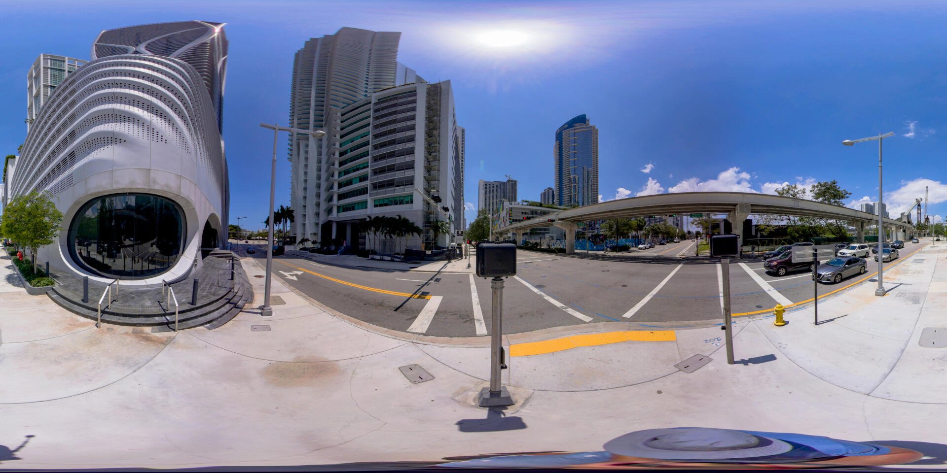 Brickell, FL, USA - April 23, 2023: 360 equirectangular photo Miami One Thousand Museum Miami