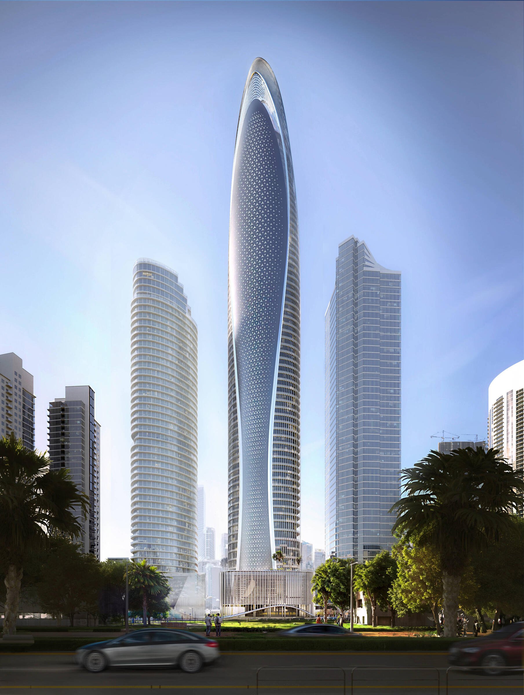 So soll der Mercedes-Turm aussehen: Er spiegelt das Design der Marke wider.