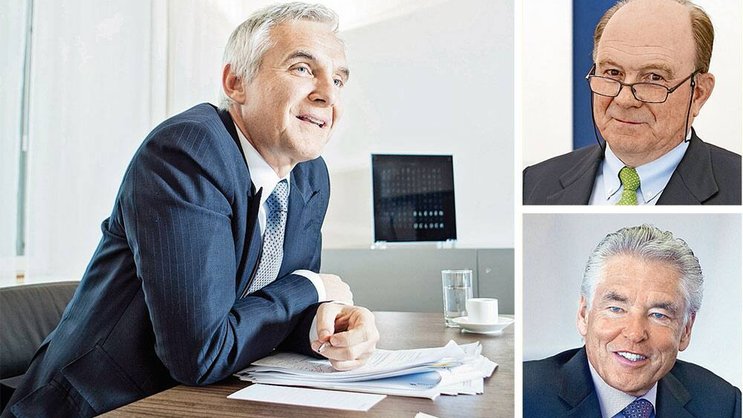 Revirement: Urs Rohner (l.), Walter Kielholz (o.r.), Peter Brabeck.