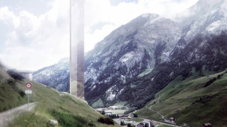 Der Turm «Femme de Vals» in Vals soll 107 Zimmer auf 82 Stockwerken haben.Keystone