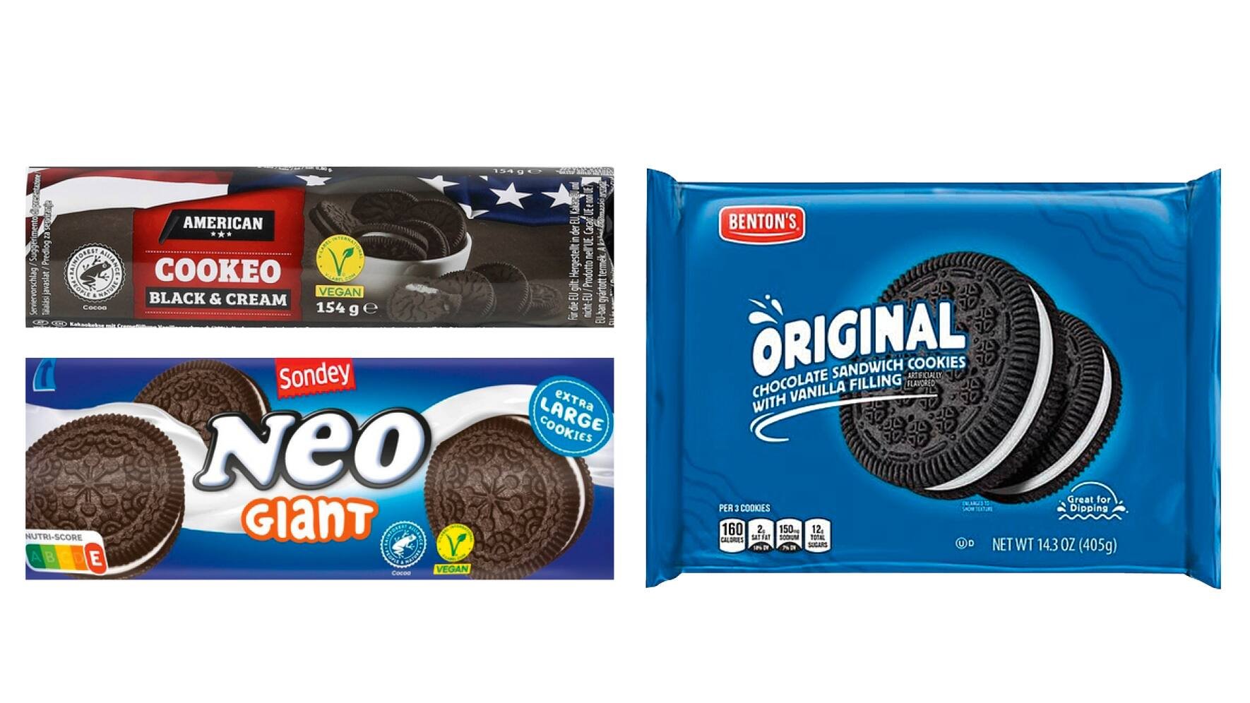 Die Nachahmer Mondelez ­bezeichnet Aldis US-Keks «Original» als «dreiste Kopie». Auch in der Schweiz finden sich bei deutschen Discountern Produkte, die dem echten Oreo im ­Aussehen verdächtig nahekommen.