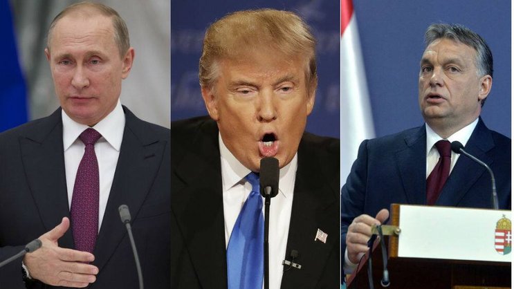 Wladimir Putin, Viktor Orban und Donald Trump: Der Nachahmer und seine Vorbilder. Keystone