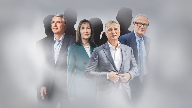 Sie haben Visionen für die Schweiz: Severin Schwan, Suzanne Thoma, Sergio Ermotti und Martin Haefner (v.l.n.r.)