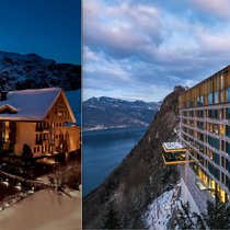 CHEDI VS BÜRGENSTOCK Das «Chedi» (links) mit Baukosten von 300 Millionen Franken hat aus dem Provinznest Andermatt eine Tourismusdestination gemacht. Neun Jahre haben Planung und Bau des «Bürgenstock Resort» (rechts) gedauert, 550 Millionen wurden investiert.