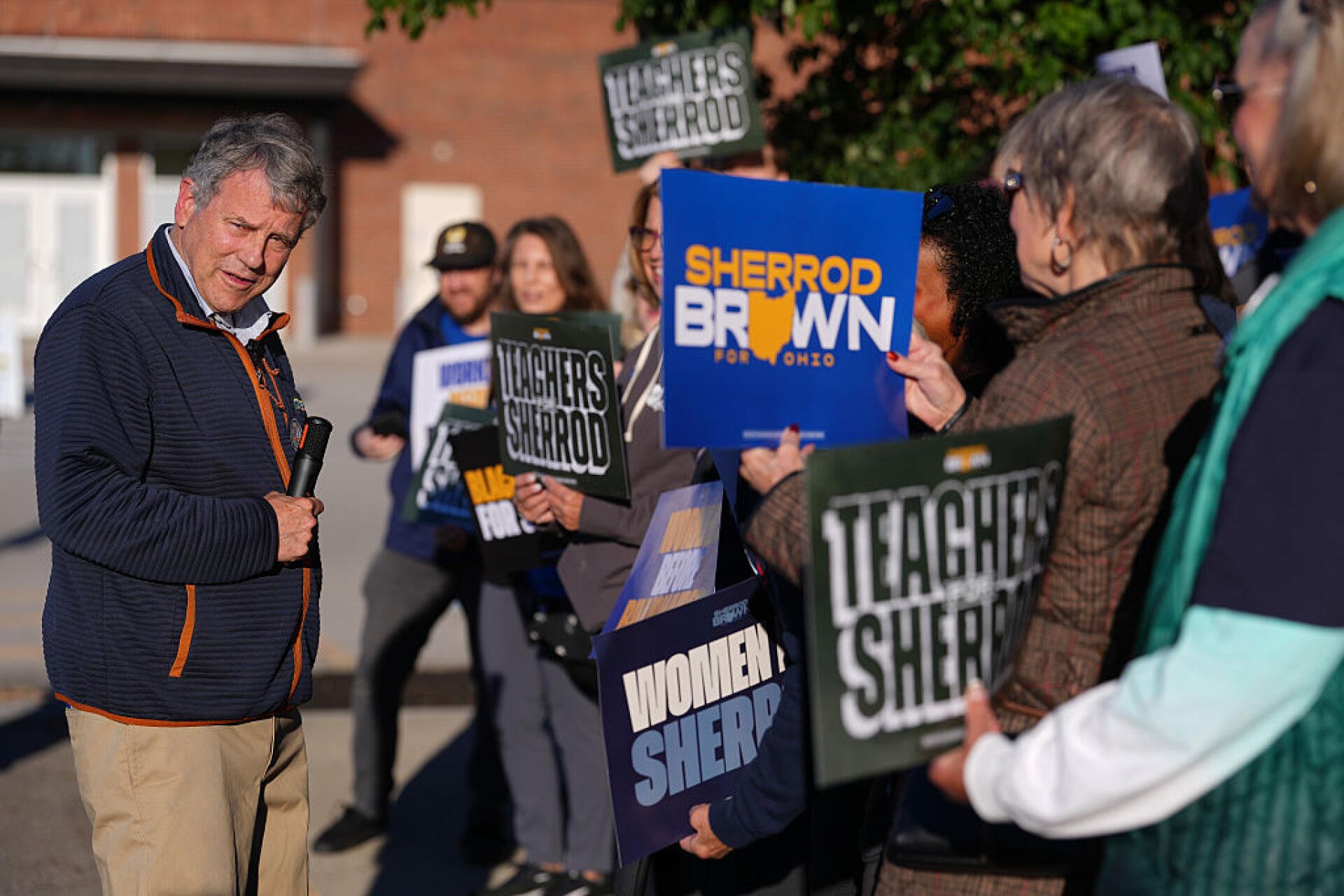 COLUMBUS, OHIO - OCTOBER 06: Democratic U.S. Senate candidate Sherrod Brown speaks with supporters after casting his ballot at the Franklin County Board of Elections on October 06, 2026 in Columbus, Ohio. Brown faces incumbent Jon Husted in the upcoming midterm election. (Photo by Jeff Dean/Getty Images)
COLUMBUS, OHIO - OCTOBER 06: Democratic U.S. Senate candidate Sherrod Brown speaks with supporters after casting his ballot at the Franklin County Board of Elections on October 06, 2026 in Columbus, Ohio. Brown faces incumbent Jon Husted in the upcoming midterm election. (Photo by Jeff Dean/Getty Images)