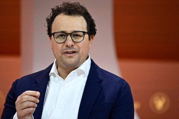 (FILES) Dario Amodei, co-founder and CEO of Anthropic, an artificial intelligence safety and research company, takes part in a debate at the Vivatech technology start-ups and innovation fair, at the Porte de Versailles exhibition center in Paris, on May 22, 2024. The surge in artificial intelligence and the heated debate around its risks have made Anthropic CEO Dario Amodei the most visible tech leader -- though the 43-year-old remains an enigma. The San Francisco native built in just five years a company that could be valued at 2 trillion dollars when it goes public this fall. (Photo by JULIEN DE ROSA / AFP)