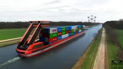 Port-Liner (Visualisierung): Europäische Häfen setzen auf batteriebetriebene Zubringerschiffe.
