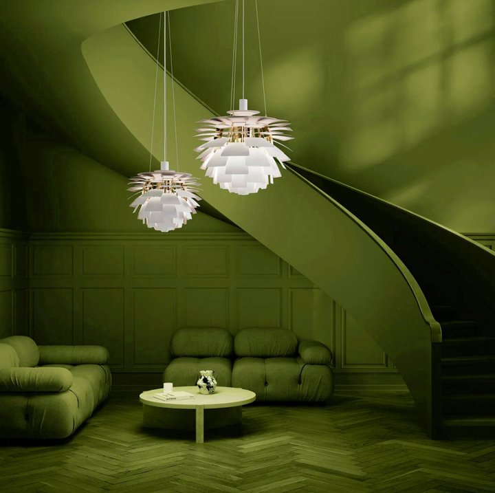 Die Artichoke-Lampe ist und bleibt ein Renner. Sie geht auf einen Entwurf von Poul Henningsen aus dem Jahr 1958 zurück. Dank ihren 72 Metallblättern in zwölf Reihen wird das Licht immer blendfrei abgegeben.