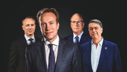 Die Epstein-Verbindungen des CEO drücken die WEF-Führung an die Wand: Thomas Buberl, Børge Brende, Larry Fink, André Hoffmann (v.l.).
