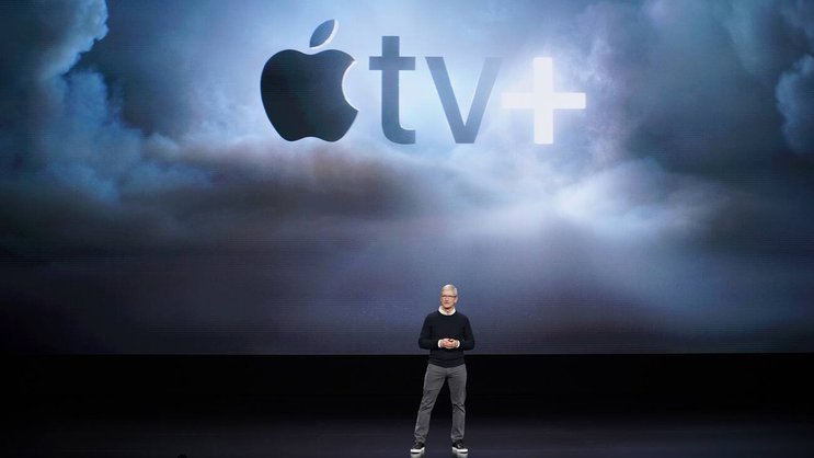 Apple-Chef Tim Cook bei der Präsentation des Streamingdienstes Apple TV Plus.