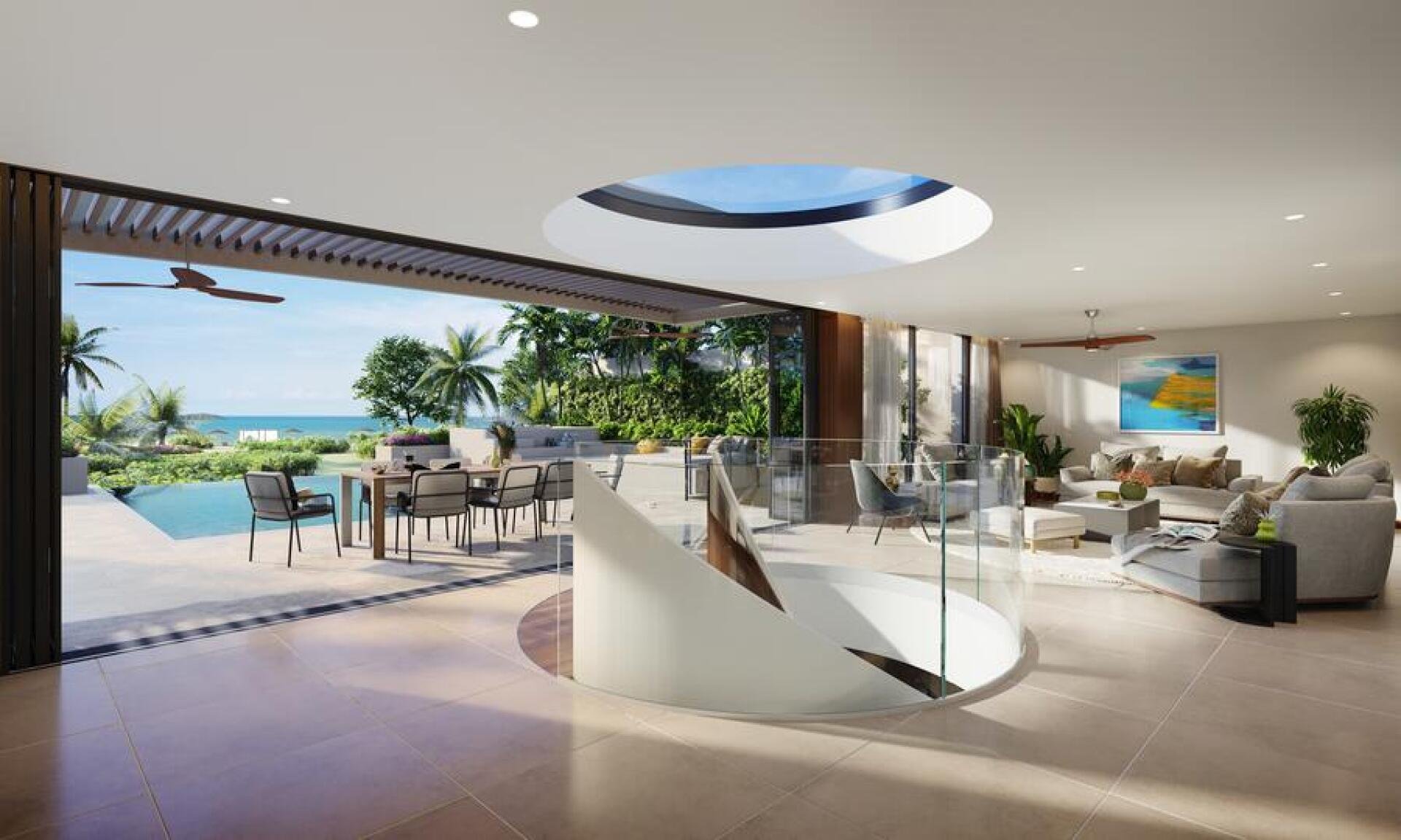Blick in ein geplantes Apartment in Strandnähe von Banyan Group Residences in Bang Tao, Phuket, Thailand.