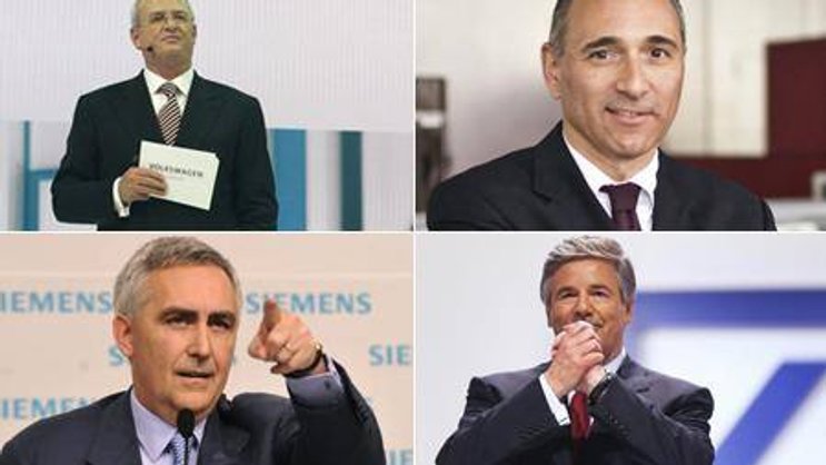 Martin Winterkorn, Joseph Jimenez, Josef Ackermann und Peter Löscher (im Uhrzeigersinn) - wer verdiente am meisten?