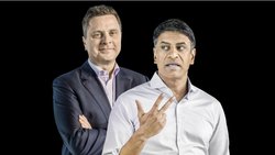 Die beiden CEOs der Pharmariesen: Thomas Schinecker von Roche (l.) und Vas Narasimhan von Novartis.