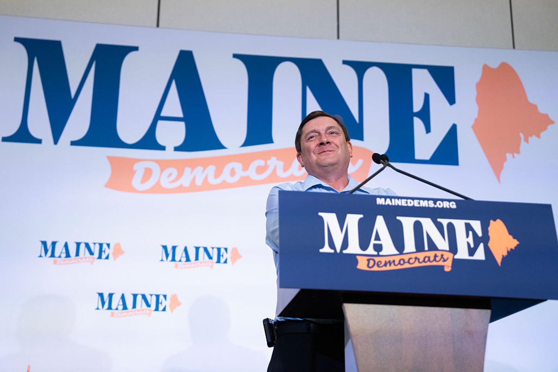 UNITED STATES - JULY 25: Former Maine Senate President Troy Jackson speaks during the Maine Democrats Senate Nominating Convention in Bangor, Maine, on Saturday, July 25, 2026. The majority of the state's delegates are backing Jackson as the candidate to run against Sen. Susan Collins, R-Maine. (Tom Williams/CQ-Roll Call, Inc via Getty Images)
UNITED STATES - JULY 25: Former Maine Senate President Troy Jackson speaks during the Maine Democrats Senate Nominating Convention in Bangor, Maine, on Saturday, July 25, 2026. The majority of the state's delegates are backing Jackson as the candidate to run against Sen. Susan Collins, R-Maine. (Tom Williams/CQ-Roll Call, Inc via Getty Images)