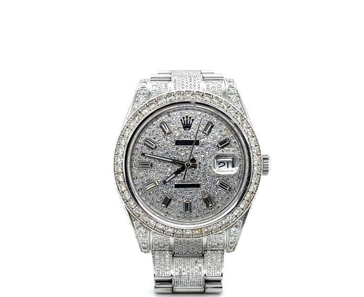Diese Rolex Date Just ist mit Diamanten besetzt.