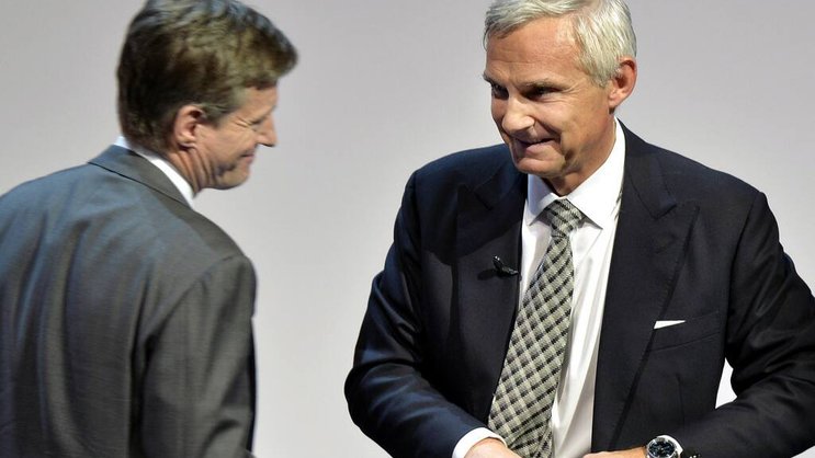 In der Bank tief verankert: Brady Dougan und Urs Rohner. Keystone