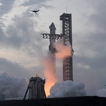 Das Starship von SpaceX vor dem dritten Testflug.