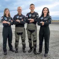 Die Crew der «Polaris Dawn»: Anna Menon von SpaceX, Scott «Kidd» Poteet (pensionierter Oberstleutnant der US-Airforce), Kommandant Jared Isaacman und Sarah Gilles von SpaceX.