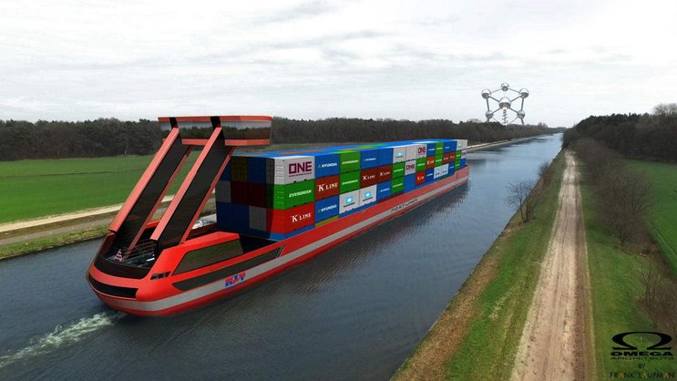 Port-Liner (Visualisierung): Europäische Häfen setzen auf batteriebetriebene Zubringerschiffe.