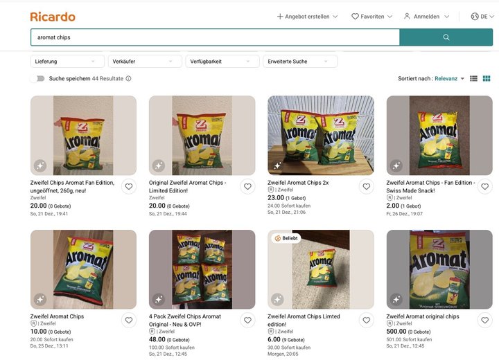 Aromat Zweifel Chips auf Ricardo