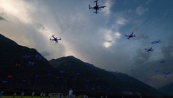 Drohnen im Formationsflug: Bald auch relevantes Transportmittel? Keystone