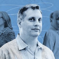 Von links: Laura Overdeck, John Overdeck und David Siegel. Rachel Mendelson/WSJ; Philip Montgomery für WSJ, Michael Nagle/Bloomberg News. 